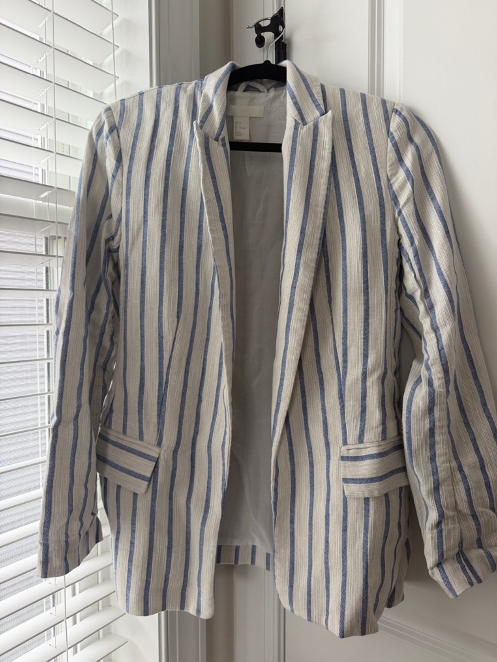 H&M Cream and Blue Striped Blazer